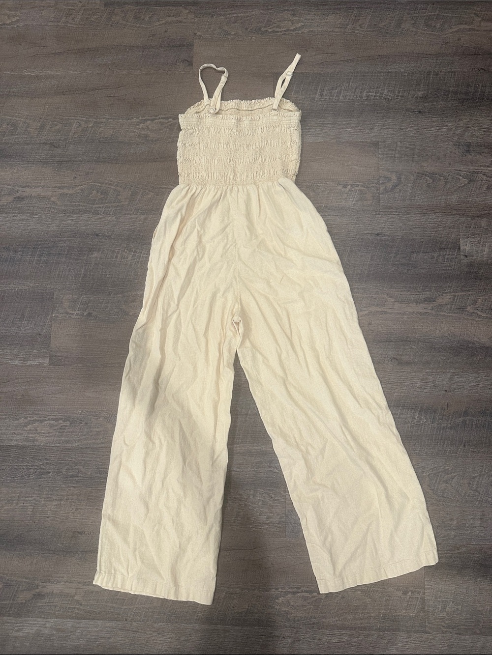 Universal Thread Cream Smocked Wide-Leg Jumpsuit - Picture 2 of 2